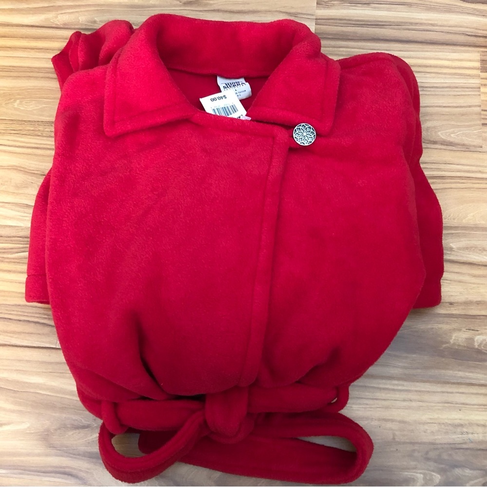 Long Red fleece robe sz L